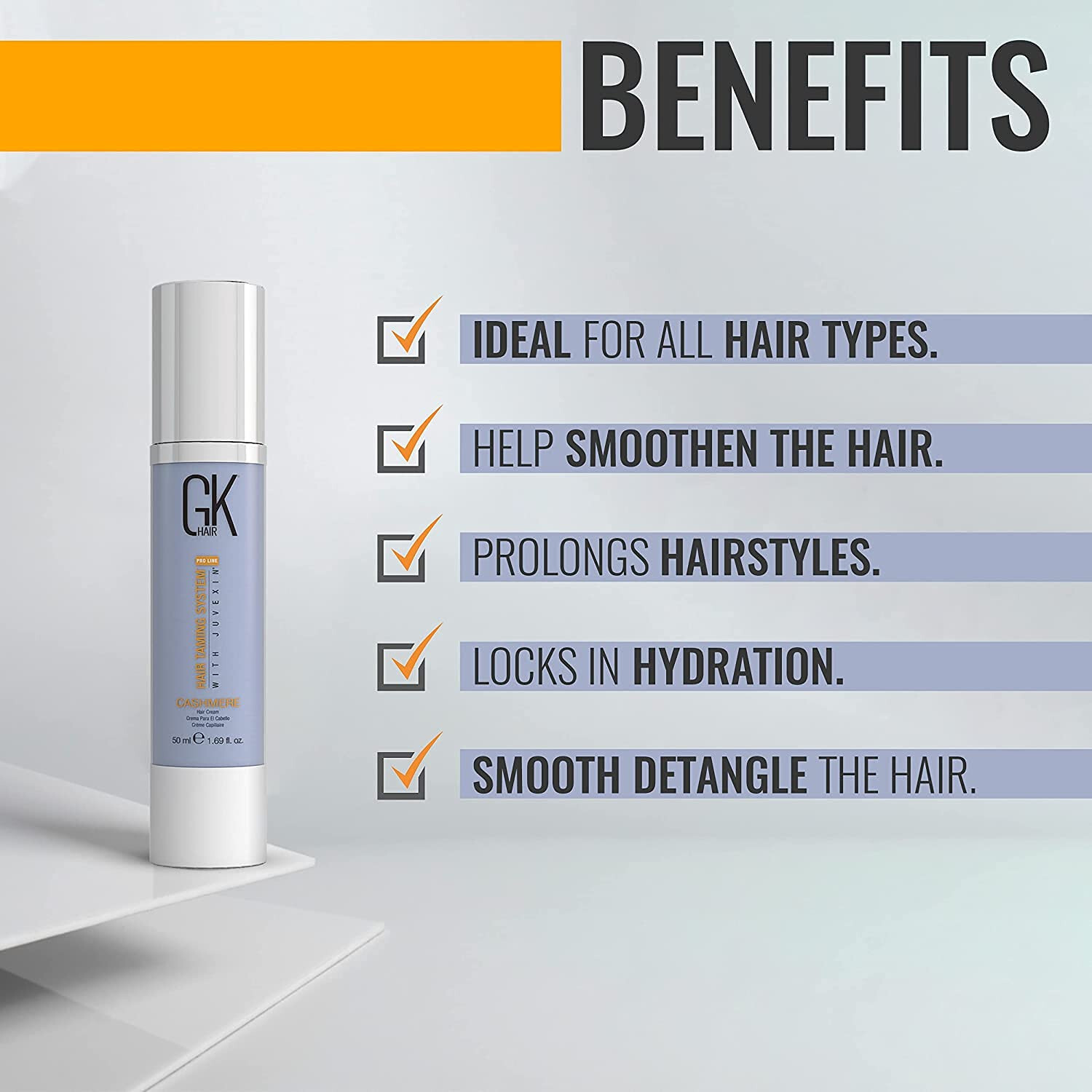 GK HAIR Cashmere Hair Cream Styling Smoothing Hydrates Dry Damage AntiFrizz 50ml
