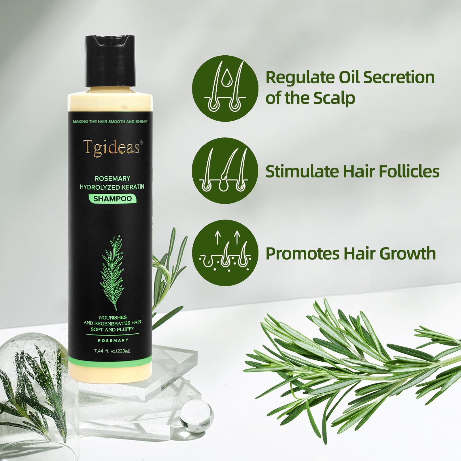 Tgideas Rosemary Biotin Volumizing Shampoo for 7.4 Fl Oz (Pack of 1), Yellow