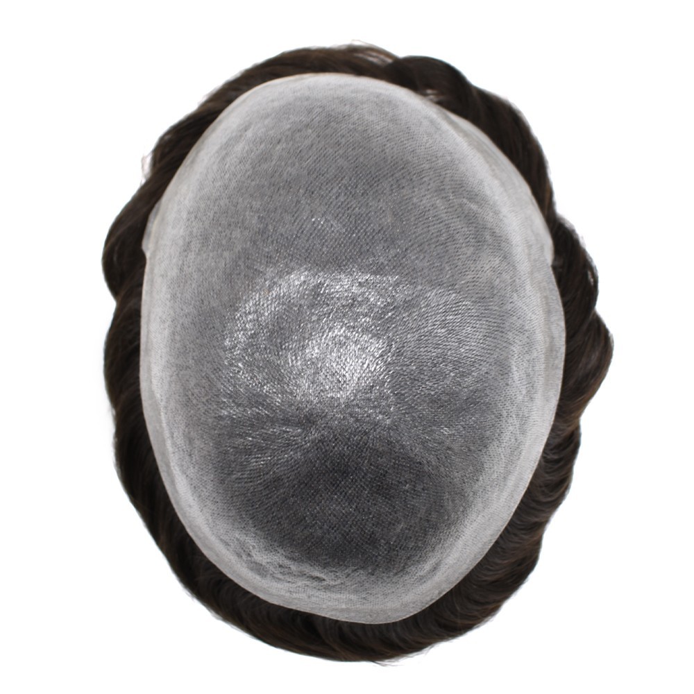 US Seller | Ultra Thin Skin Mens Hair System Real Human Hair Piece PU Toupee