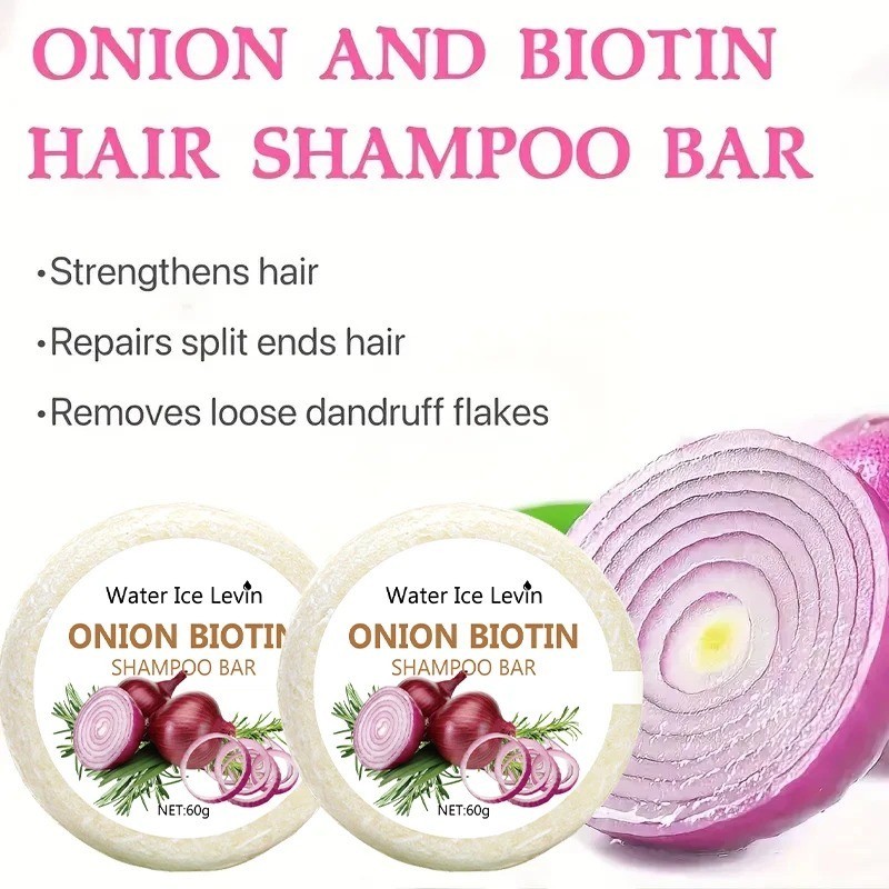 2pcs Onion and Biotin Shampoo Bar Soap, Moisturizing & Soothing
