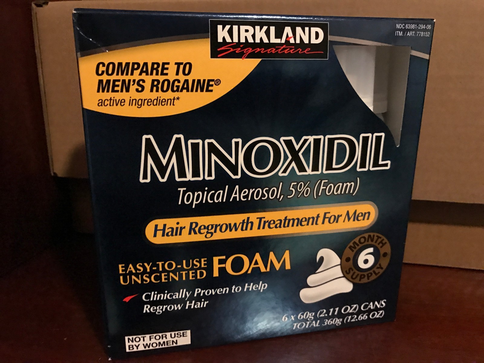 Kirkland Hair Regrowth Treatment 5% Minoxidil Foam for Men – 6 Months Supply