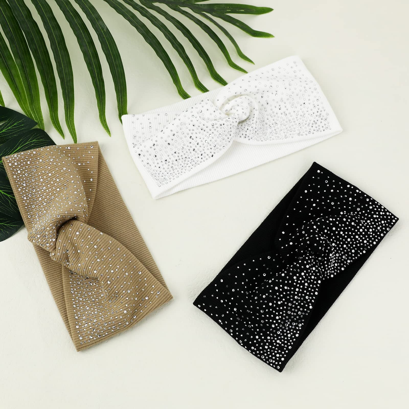 Sparkly Crystal Bling Fancy 1 Count (Pack of 3), White & Khaki & Black