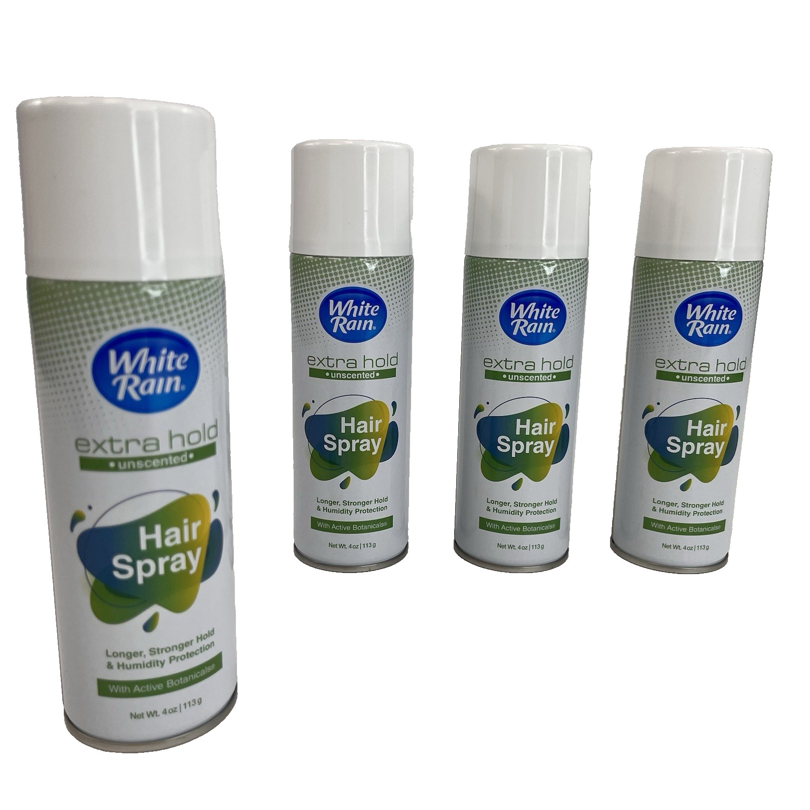 White Rain Hairspray 4 Pack Extra Hold Unscented Aerosol 4oz Long Lasting