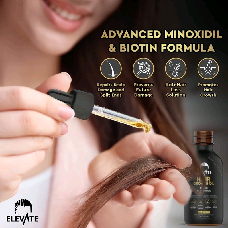 2-Pack, Elevate Hair Growth Oil Biotin 5% Minoxidil 1oz Scalp & Hair Repair, New
