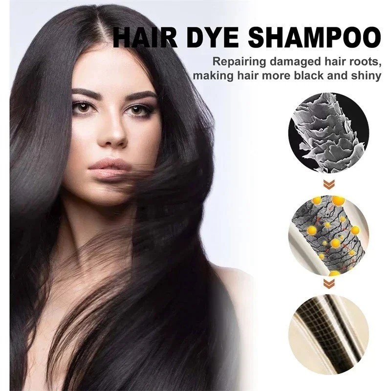 Instant Black Hair Dye Shampoo for Women & Men,3 in 1 Magic Hair Color Shampoo