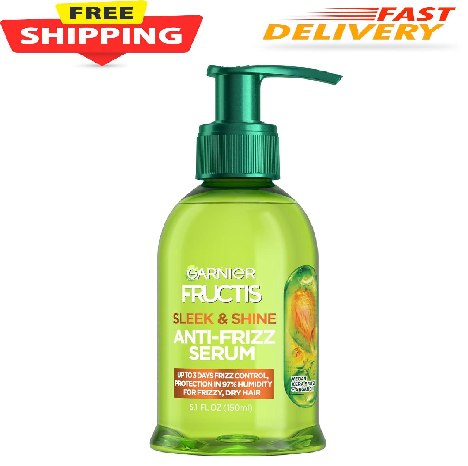 Garnier Fructis Sleek & Shine Anti-Frizz Serum, Frizzy, Dry Hair, 5.1 fl oz.*
