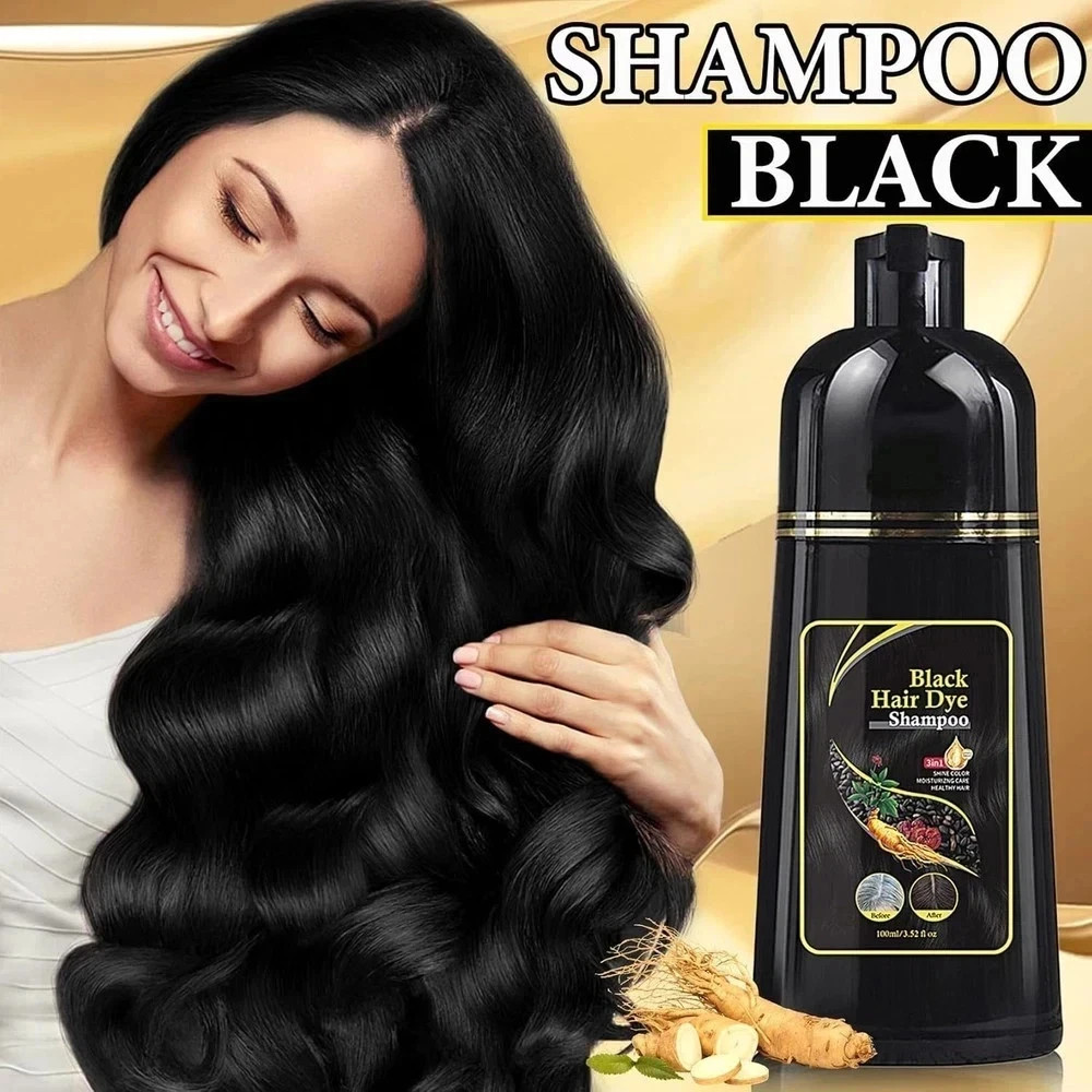 Instant Black Hair Dye Shampoo for Women & Men,3 in 1 Magic Hair Color Shampoo