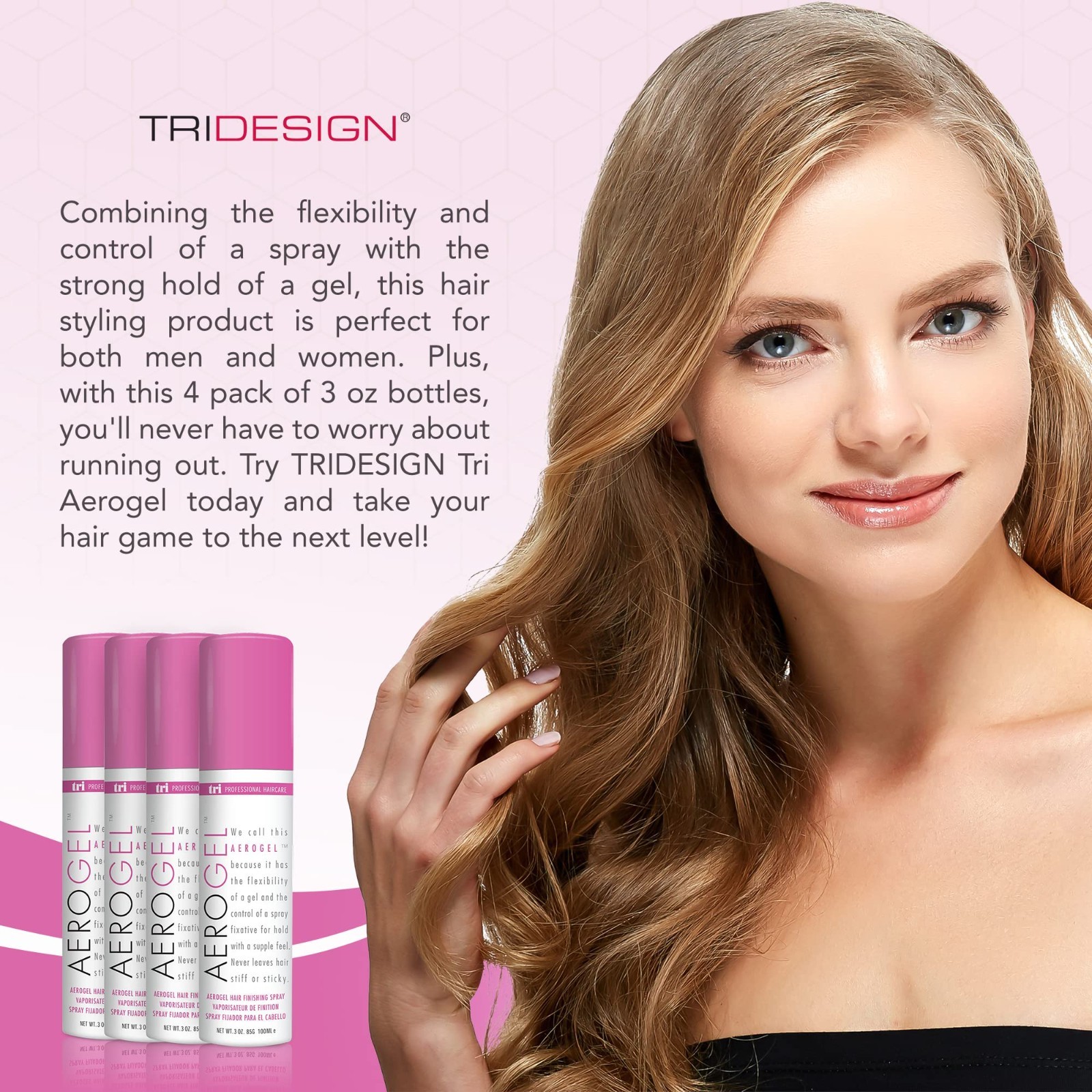 Volumizing Hair Finishing Spray – Strong Hold, Flexible Styling Mist, 3 oz, 4-Pa