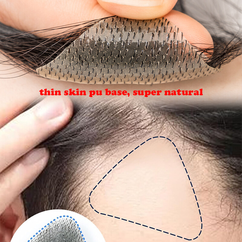Bald Spot Human Hair Patch Toupee For Men Replacement Unit PU Ultra Thin Skin UK