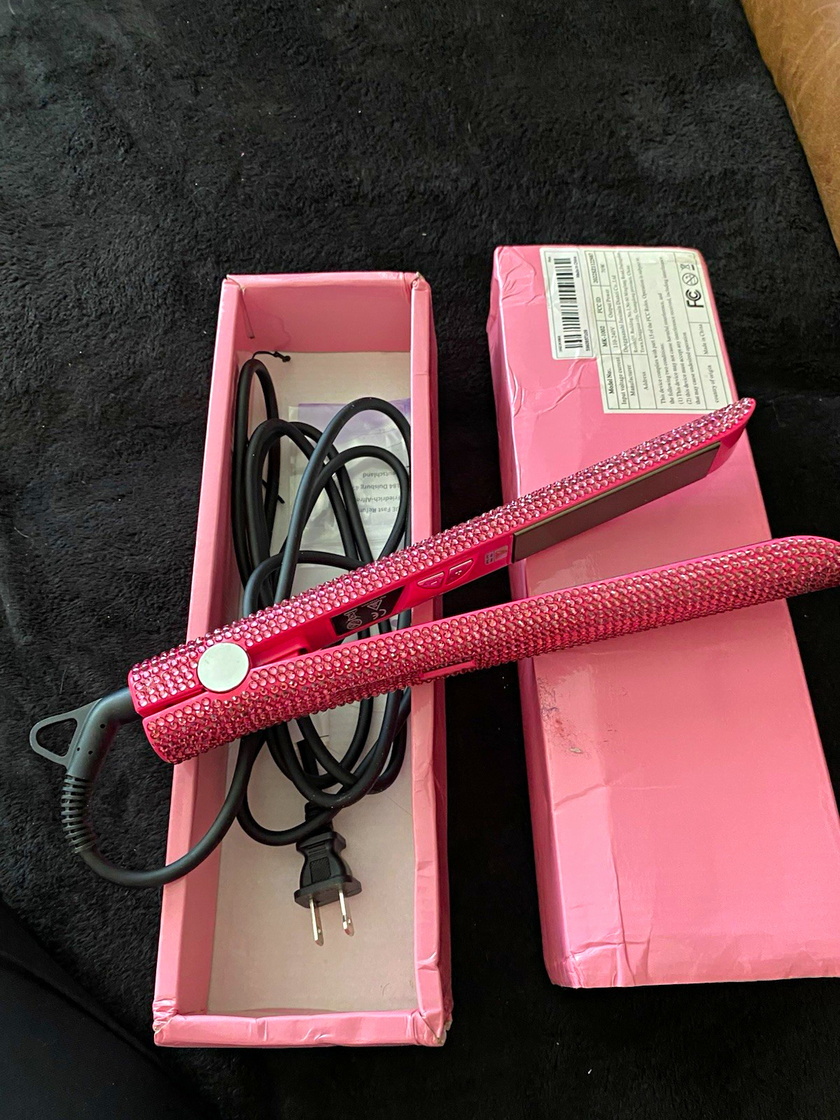 Pink Rhinestone Flat Iron Hair Straightener with Digital Display