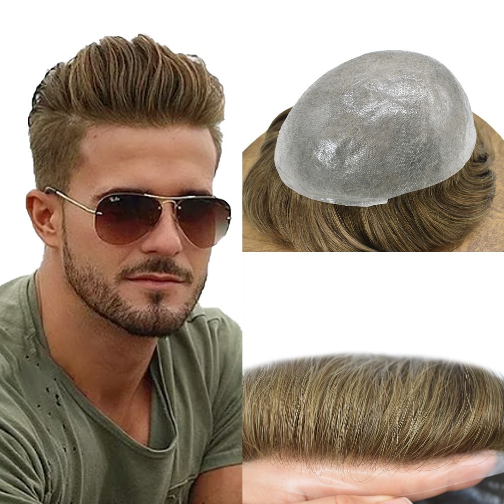 Mens Hair Replacement Ultra Thin Skin Toupee All Colors Hairpieces PU System Wig