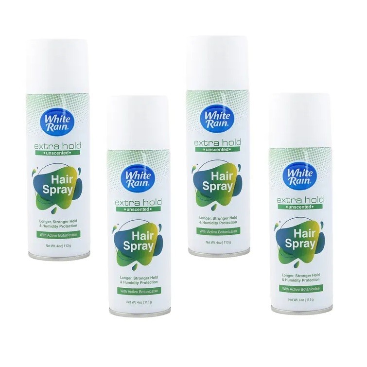 White Rain Hairspray 4 Pack Extra Hold Unscented Aerosol 4oz Long Lasting