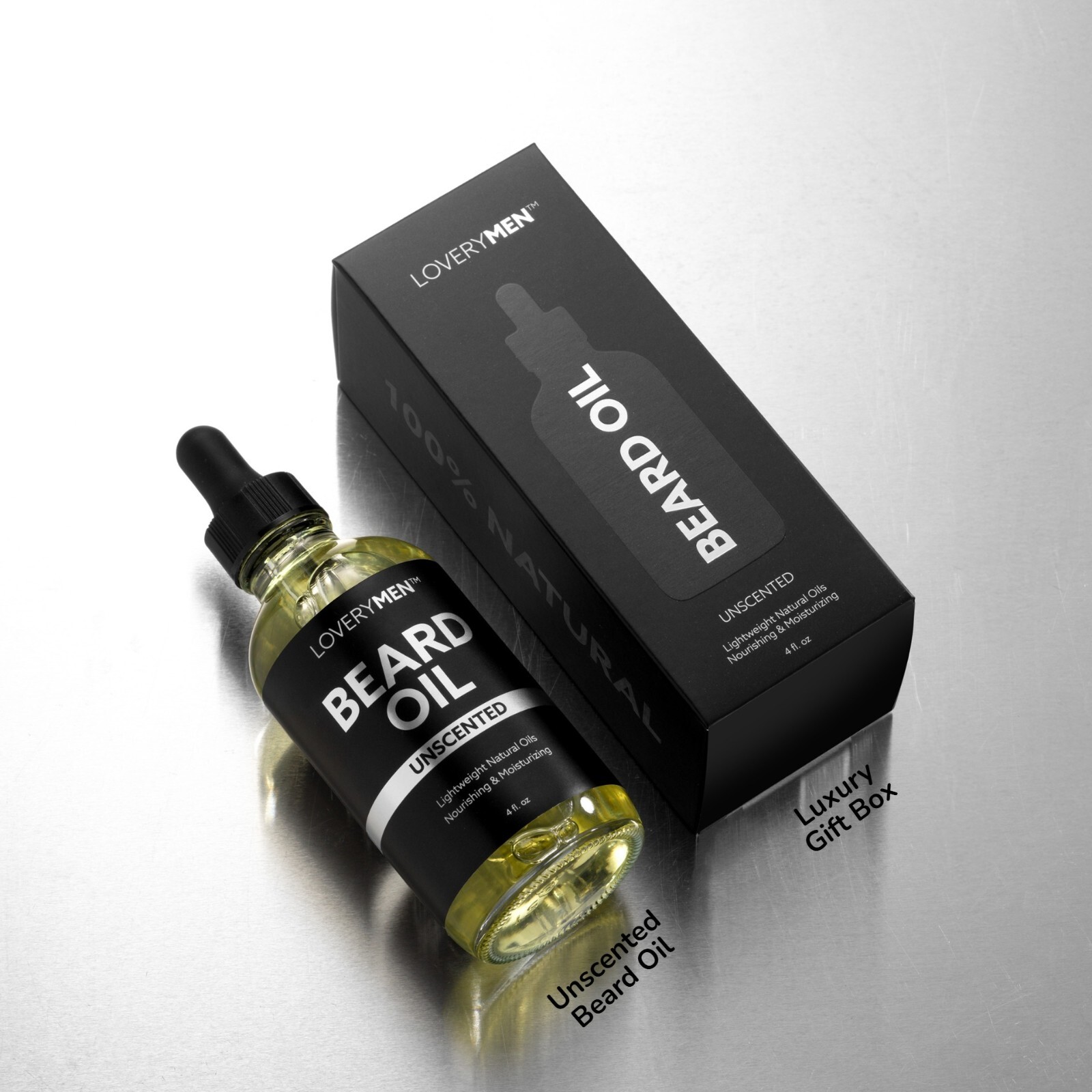 LOVERYMEN Unscented Beard Oil 4oz-Natural Mens Beard Oil-Beard Softener & Growth
