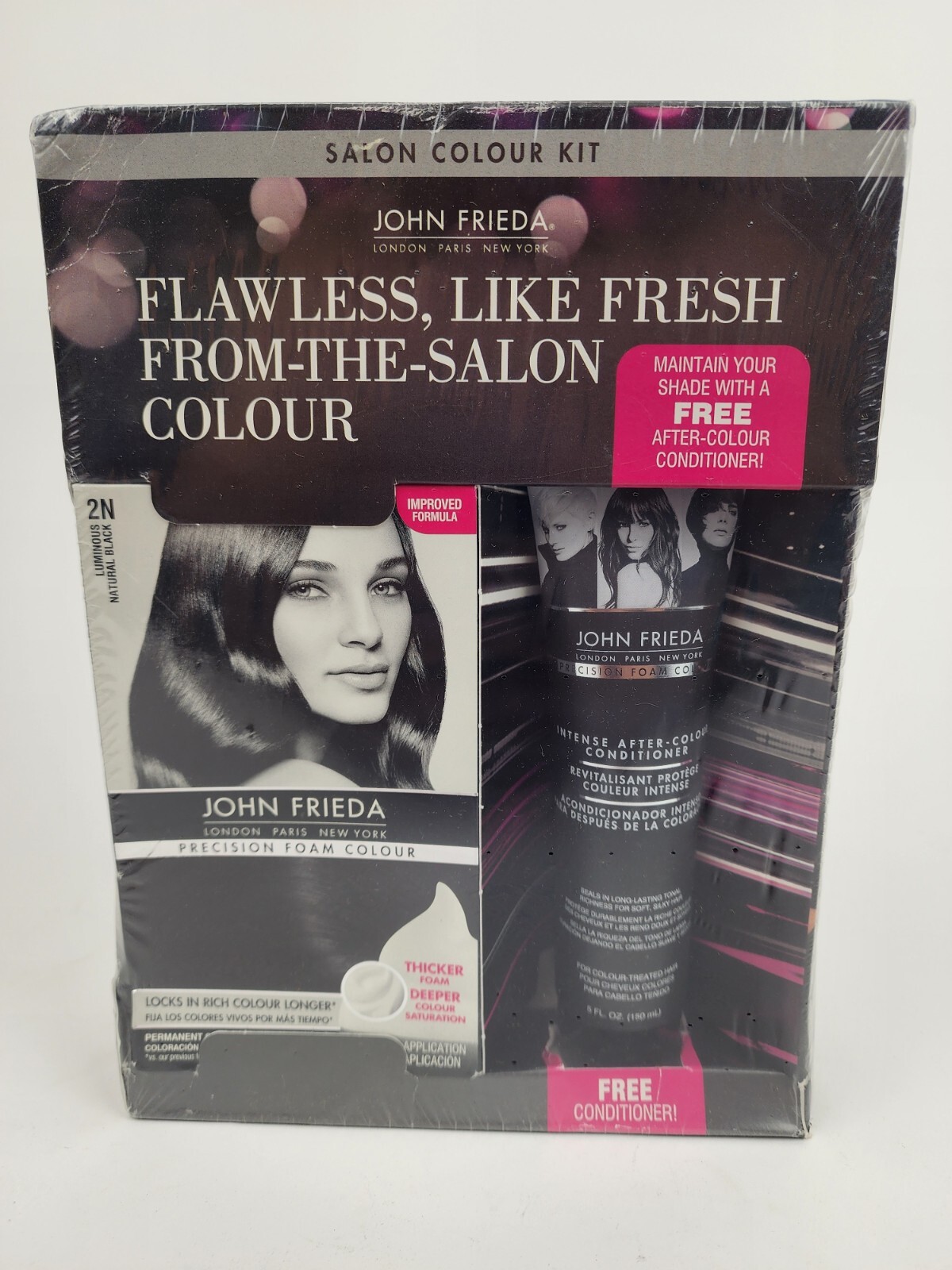 John Frieda Precision Foam Colour Permanent Hair Color 2N Natural Black + BONUS