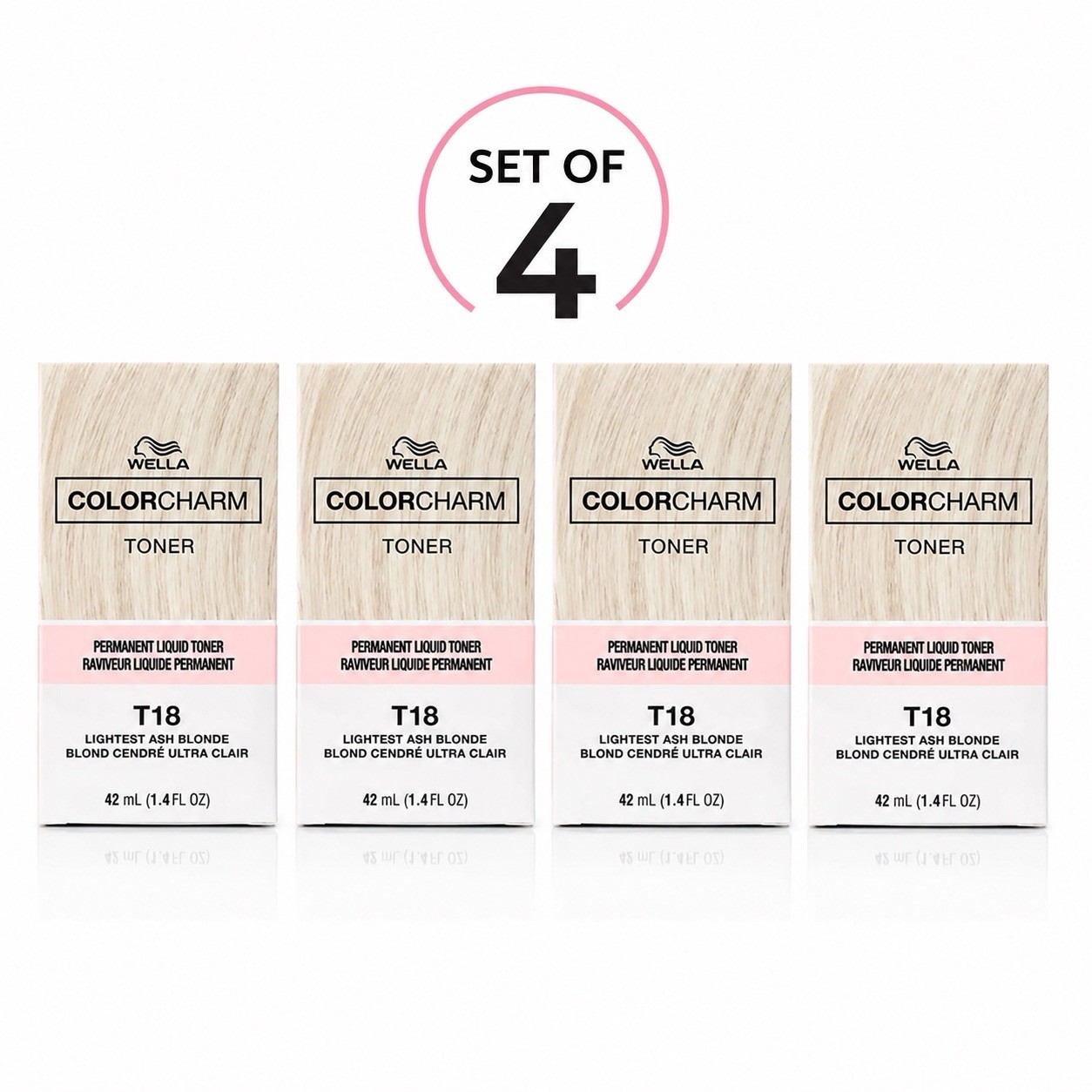 WELLA COLORCHARM Permanent Liquid Hair Toners T18 Lightest Ash Blonde 1.4oz