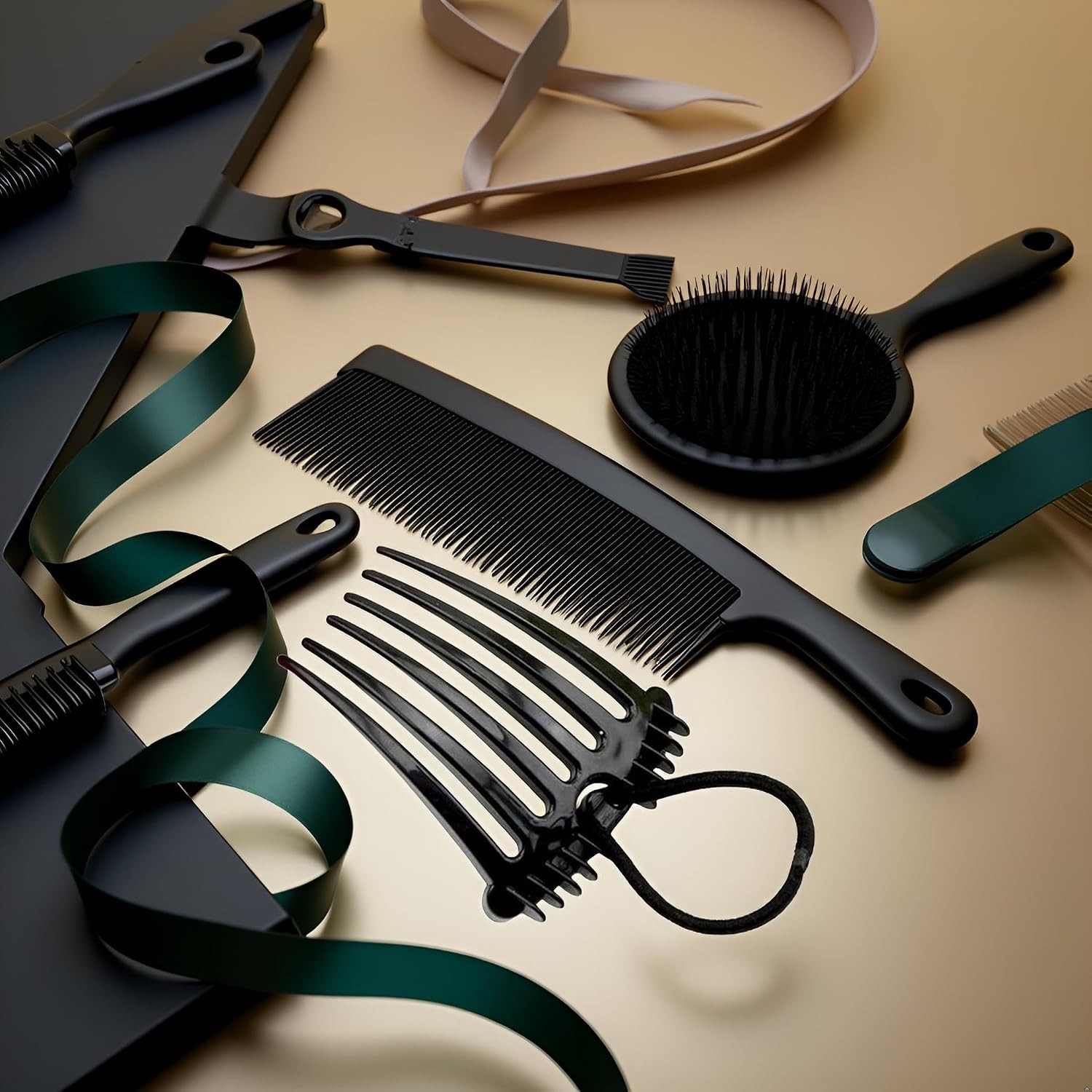Black Bandette Comb, Comb with Elastic Band,Ponytail Bump It Up Volume Inserts