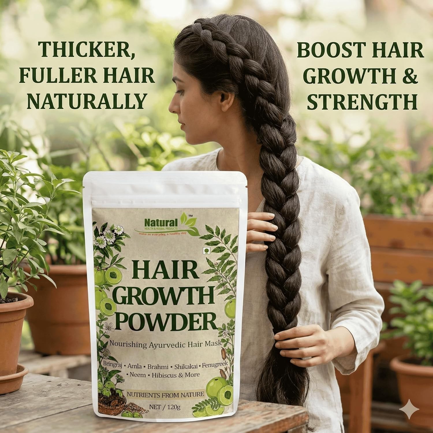 Natural Ayurvedic Hair Growth Powder 120g Herbal Hair Mask for All Hair Types