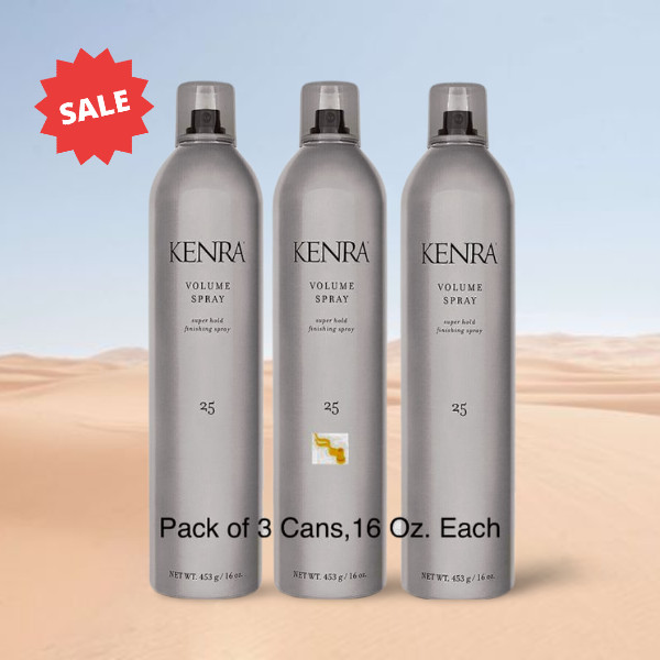Kenra #25 Volume Hair Spray 16Oz (Pack of 3) Super Hold Finishing Spray, 50% VOC