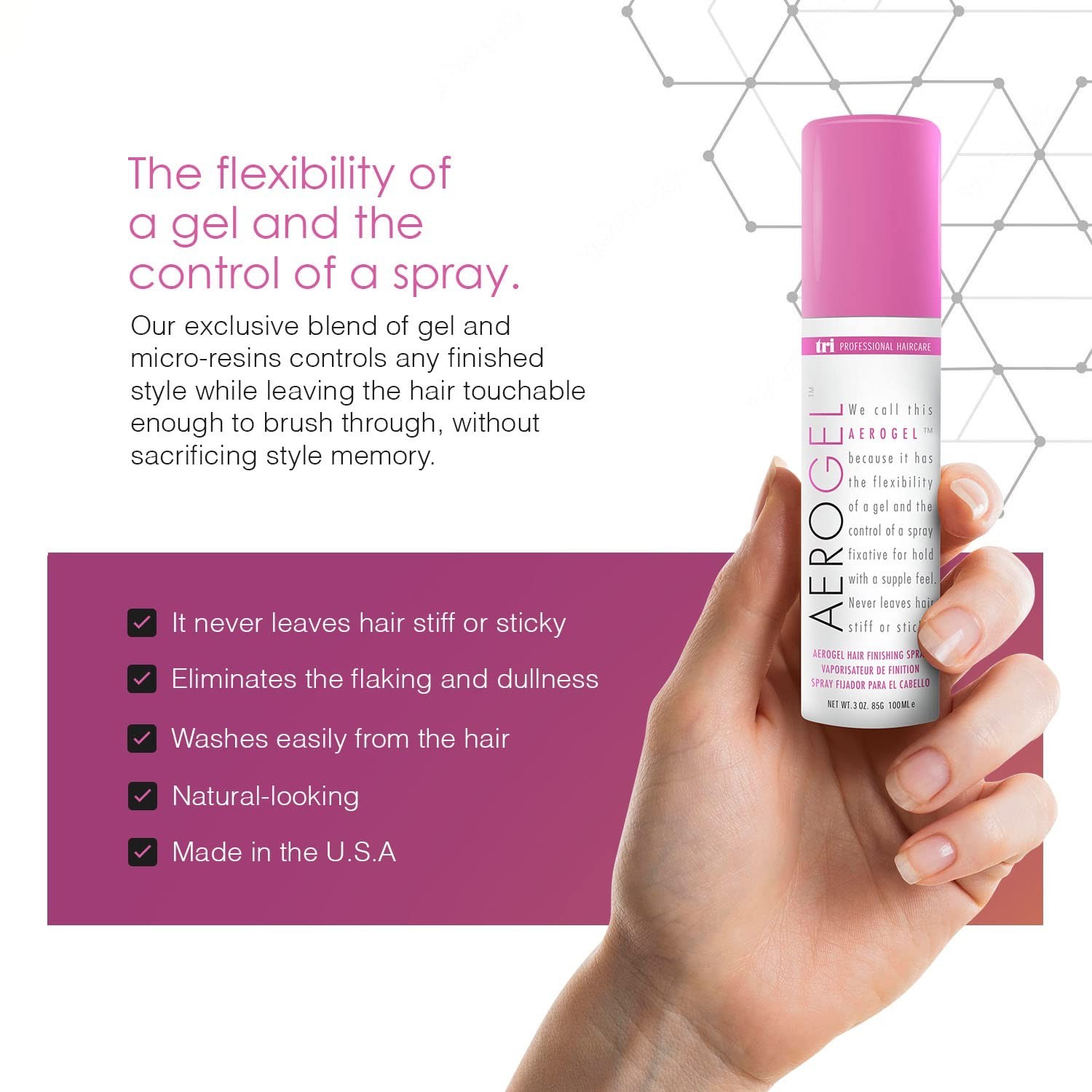 Strong Hold Volumizing Hair Spray 3 oz – Flexible Control, Non-Sticky Mist for A