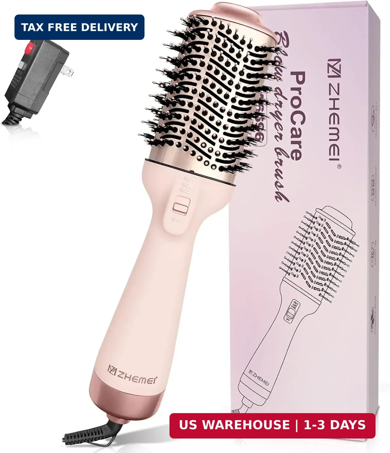 1300W Hair Dryer Brush,4 in 1 Blow Dryer Brush Anti-frizz Ceramic Titanium Barre