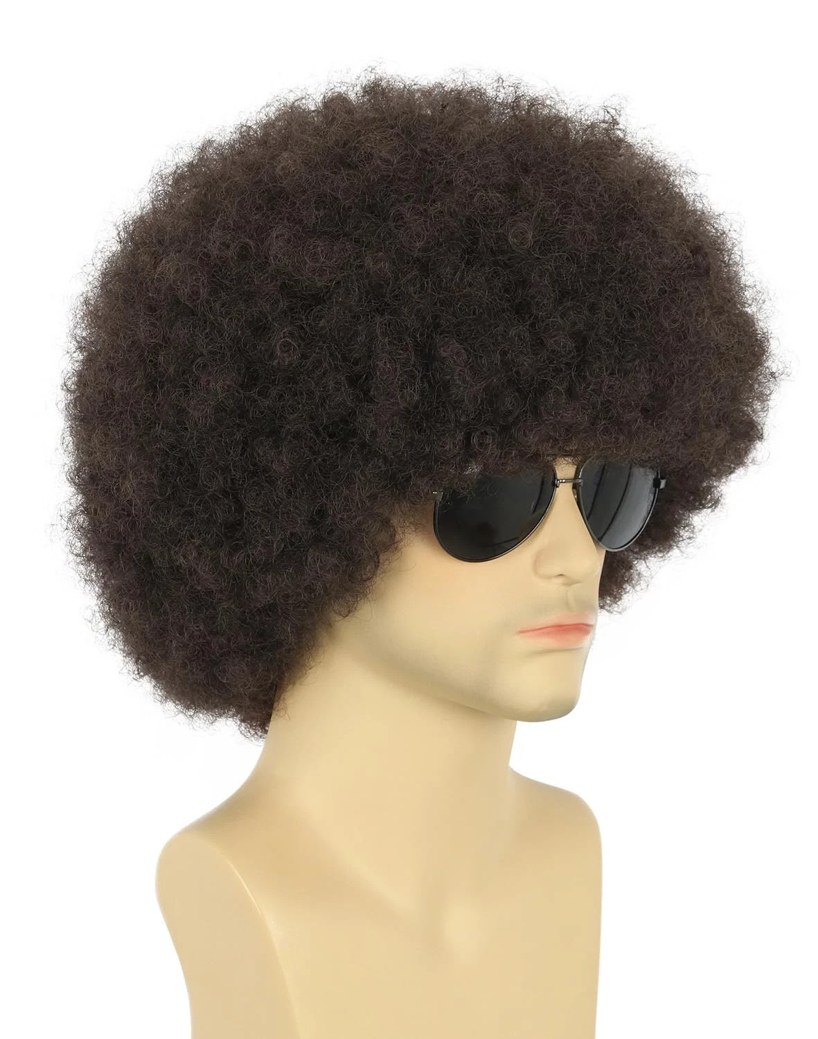 Adult Men Women Afro 70S 80S Curly Dark Brown Wig Rocker Party Wig California Ha