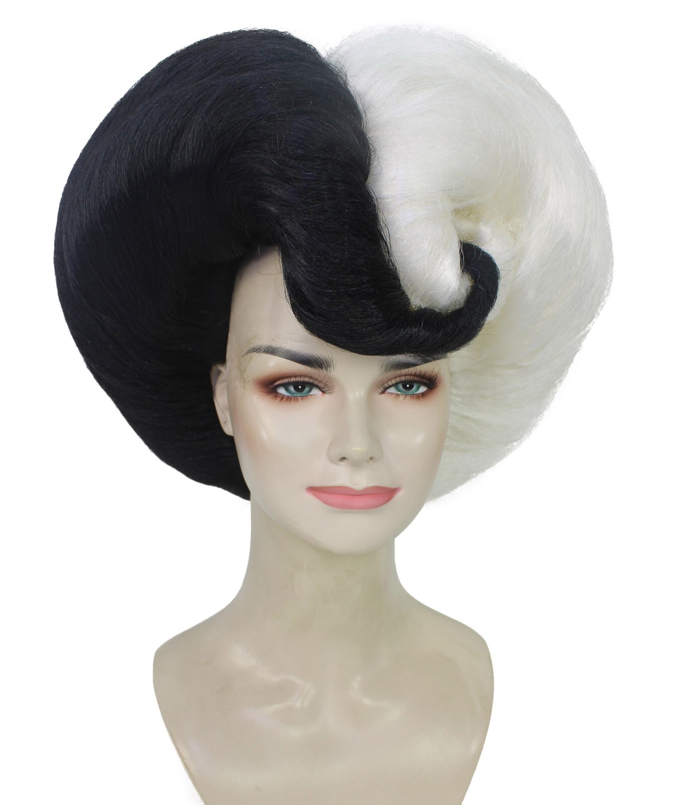 Adult Unisex Drag Queen Black-White Bouffant Wig, Non-flammable Synthetic Fiber
