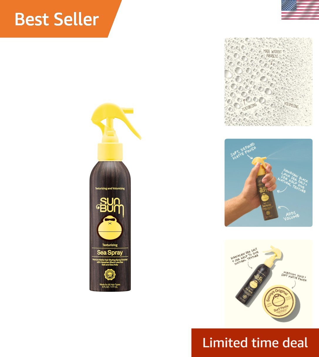 Sea Spray Texturizing & Volumizing Sea Salt Hair Spray – 6 oz | UV Protecting…