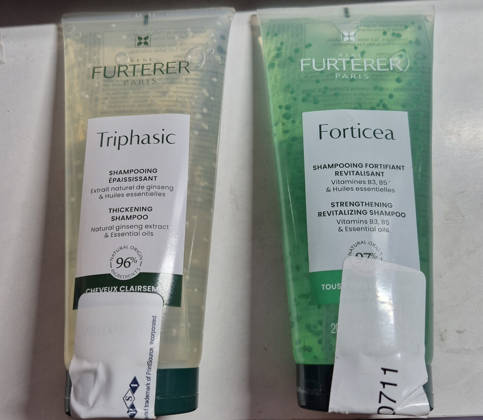 Rene Furterer Shampoo Combo Triphasic Thickening + Forticea Strengthening 6.7 oz