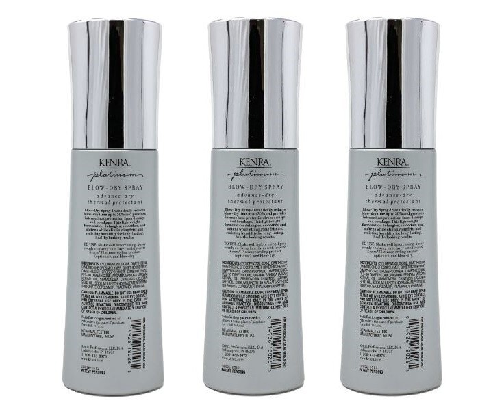 3 X Kenra Platinum Blow-Dry Spray 6.8 oz