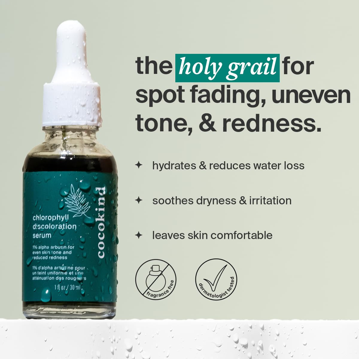 Cocokind Chlorophyll Discoloration Serum, Sensitive Skin Friendly Spot Fading Se