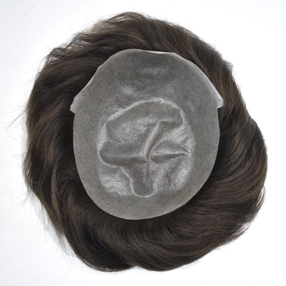 US Seller | Ultra Thin Skin Mens Hair System Real Human Hair Piece PU Toupee