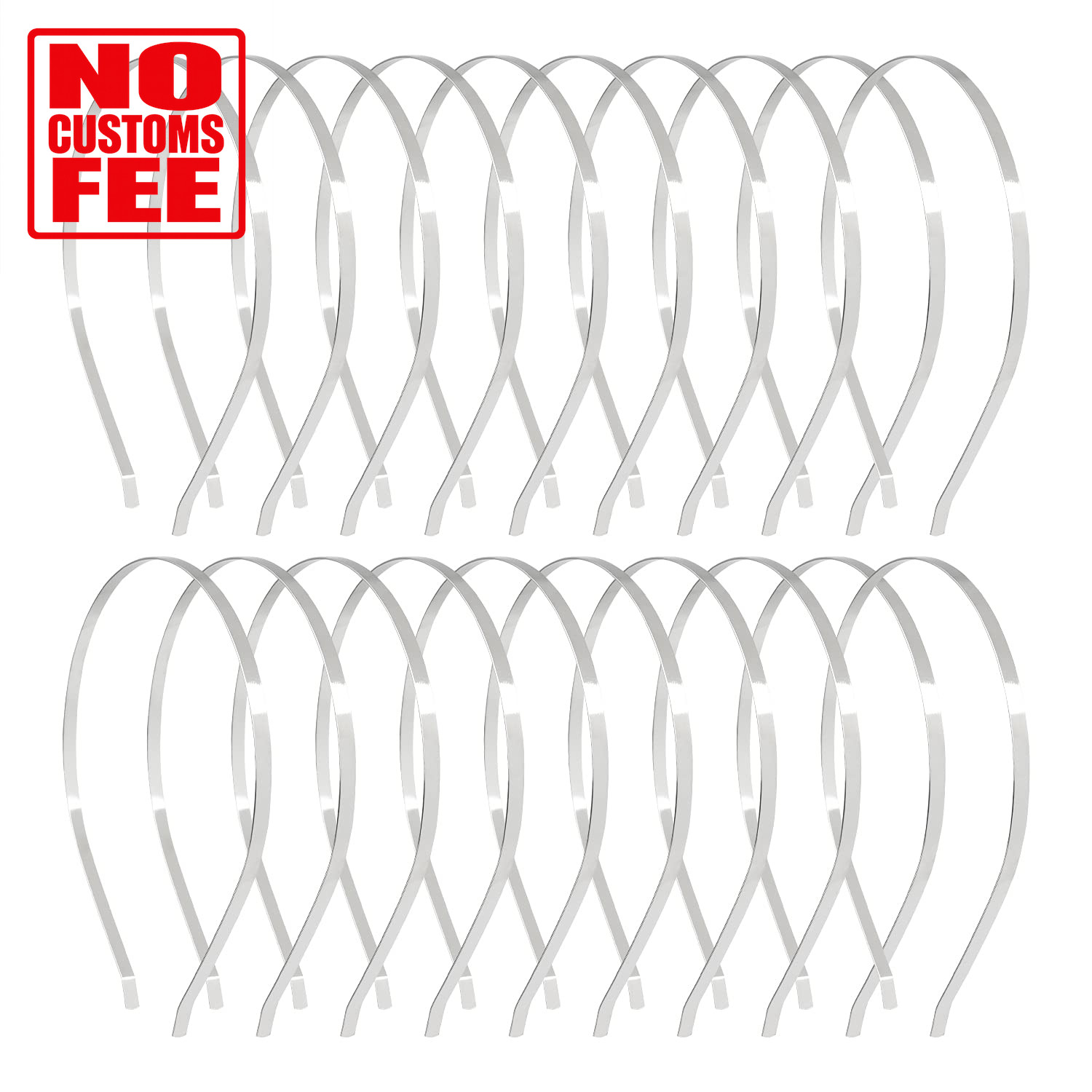 20 Pack Bulk 5 MM Thin Silver Gold Black Plain Blank Hard Metal Headbands Skinny