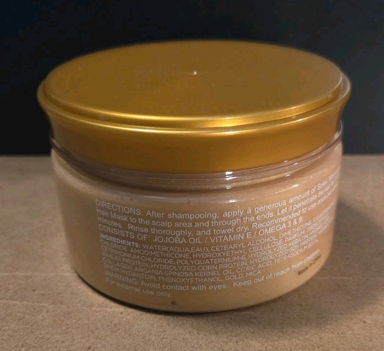 Soleil HydroLine Moroccan Hair Mask 300ml 10.14 fl oz Organic Paraben-Free Gold