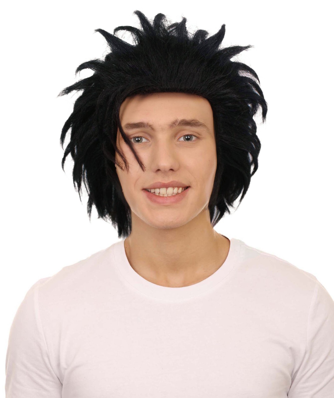 HPO Adult Men’s Swordsman Black Spiky Fantasy Game Wig I Best for Hallow HM-1610