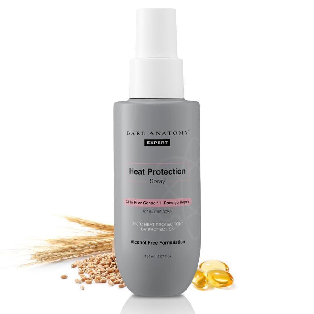 Bare Anatomy Heat Protection Spray Serum | Controls Frizz 24 Hrs | Paraben Free