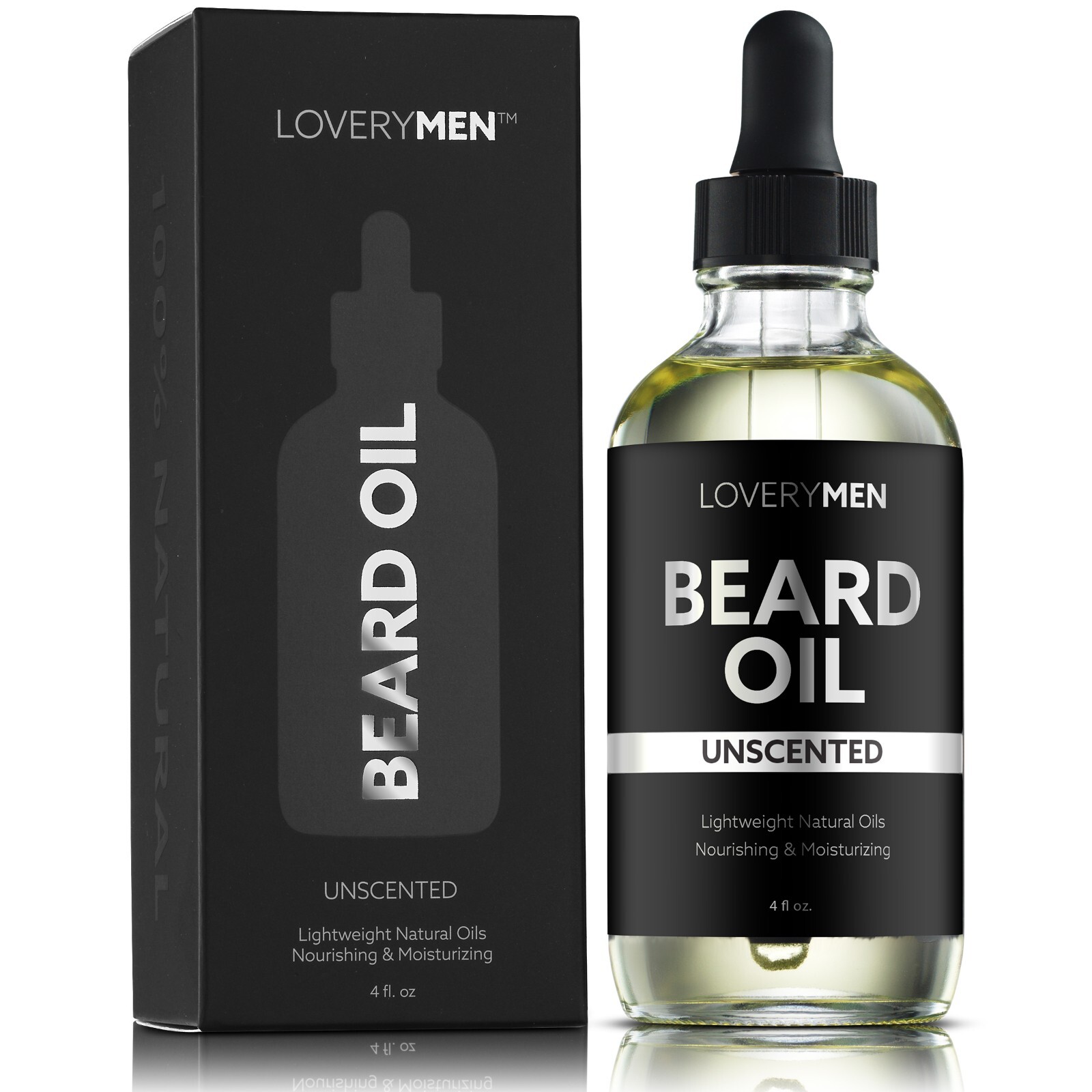 LOVERYMEN Unscented Beard Oil 4oz-Natural Mens Beard Oil-Beard Softener & Growth