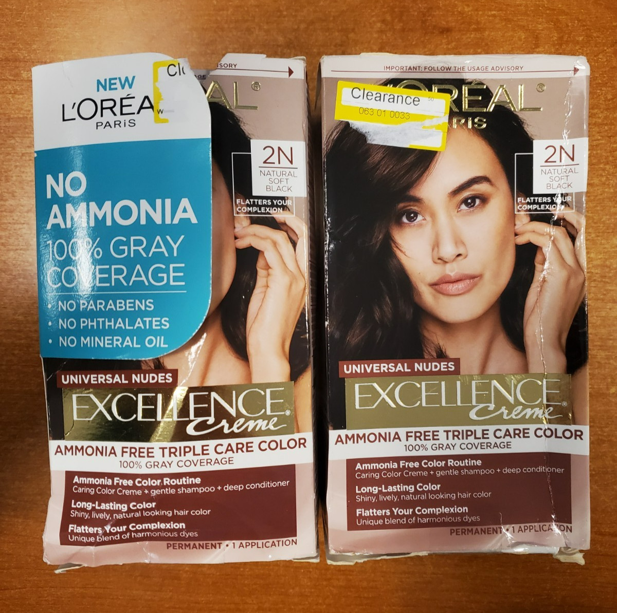 2 Pk: L’Oreal Excellence Creme Perm. Hair Color *#2N Natural Soft Black* 7202-D4