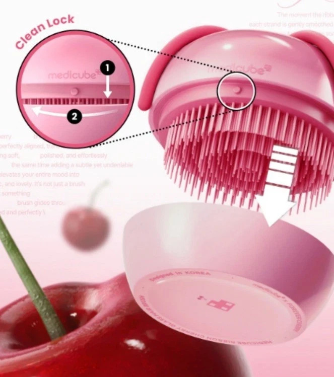 medicube x FOREVER CHERRY Ribbon Cherry Hair Brush Pink Limited Edition