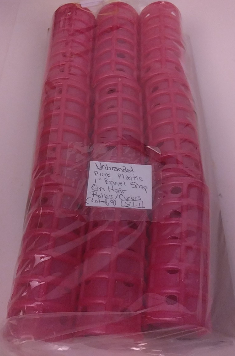 Unbranded Pink/Blue/Black/Yellow Plastic Rollers/Curlers (Lot Of 30).