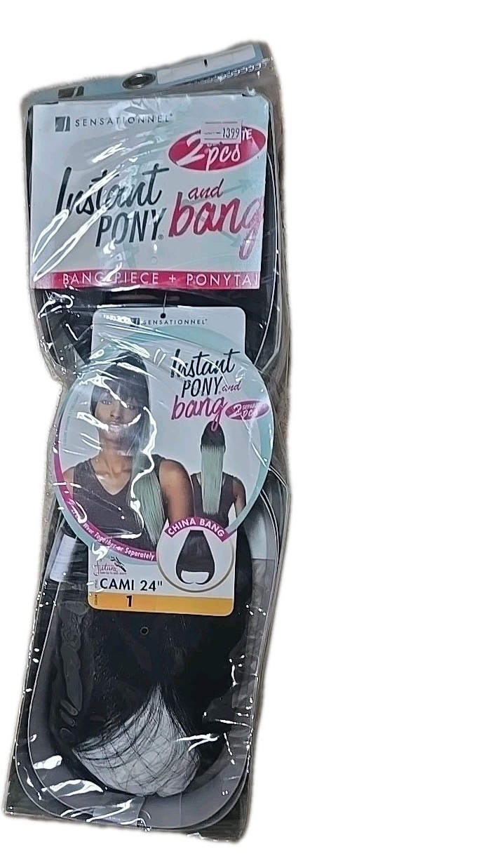 Sensationnel Instant Ponytail & China Bang – 2 PCS CAMI 24″ # 1 BLACK
