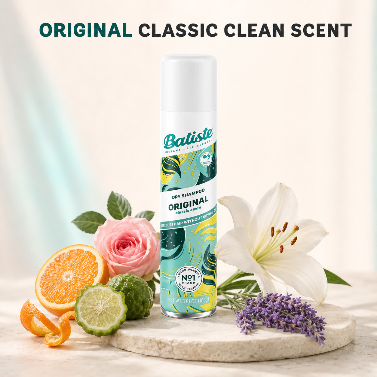 Batiste Dry Shampoo, Original, Classic Clean, 3.81 oz (Pack of 4)