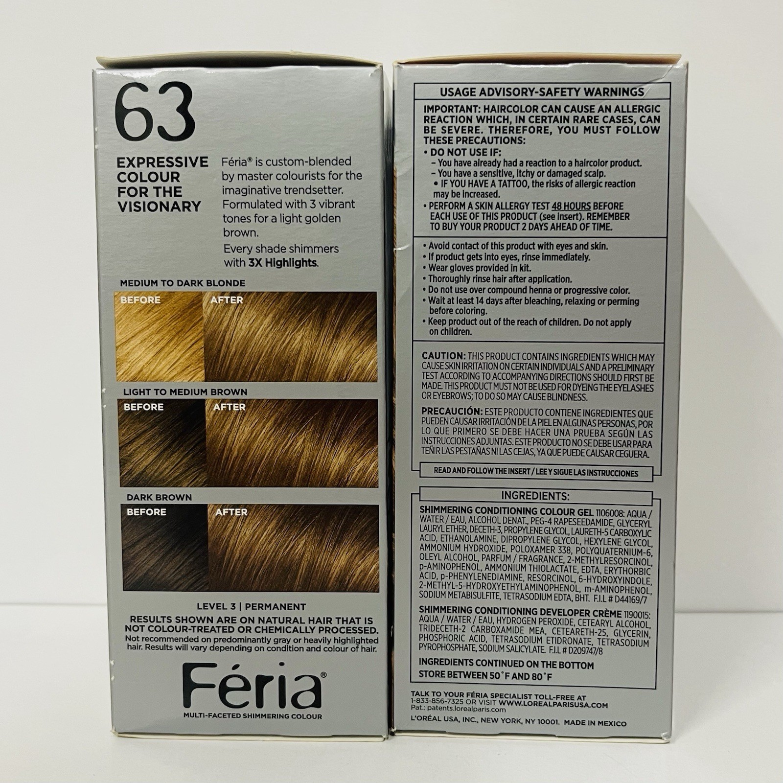 L’Oreal Feria Multi-Faceted Shimmering Permanent Hair Color 63 Sparkling Amber