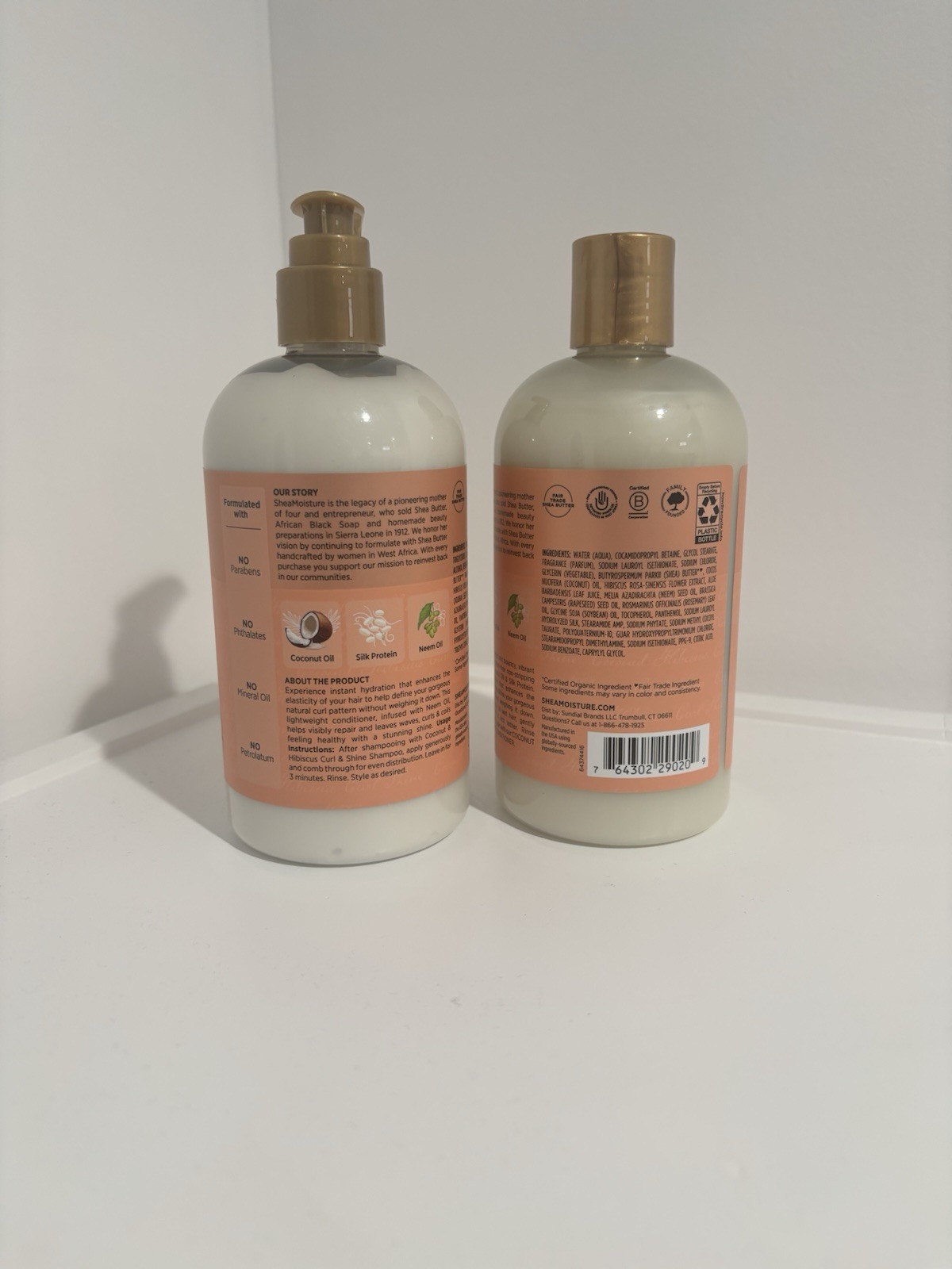 SheaMoisture Coconut & Hibiscus Curl & Shine Shampoo + Conditioner Set 13oz NEW