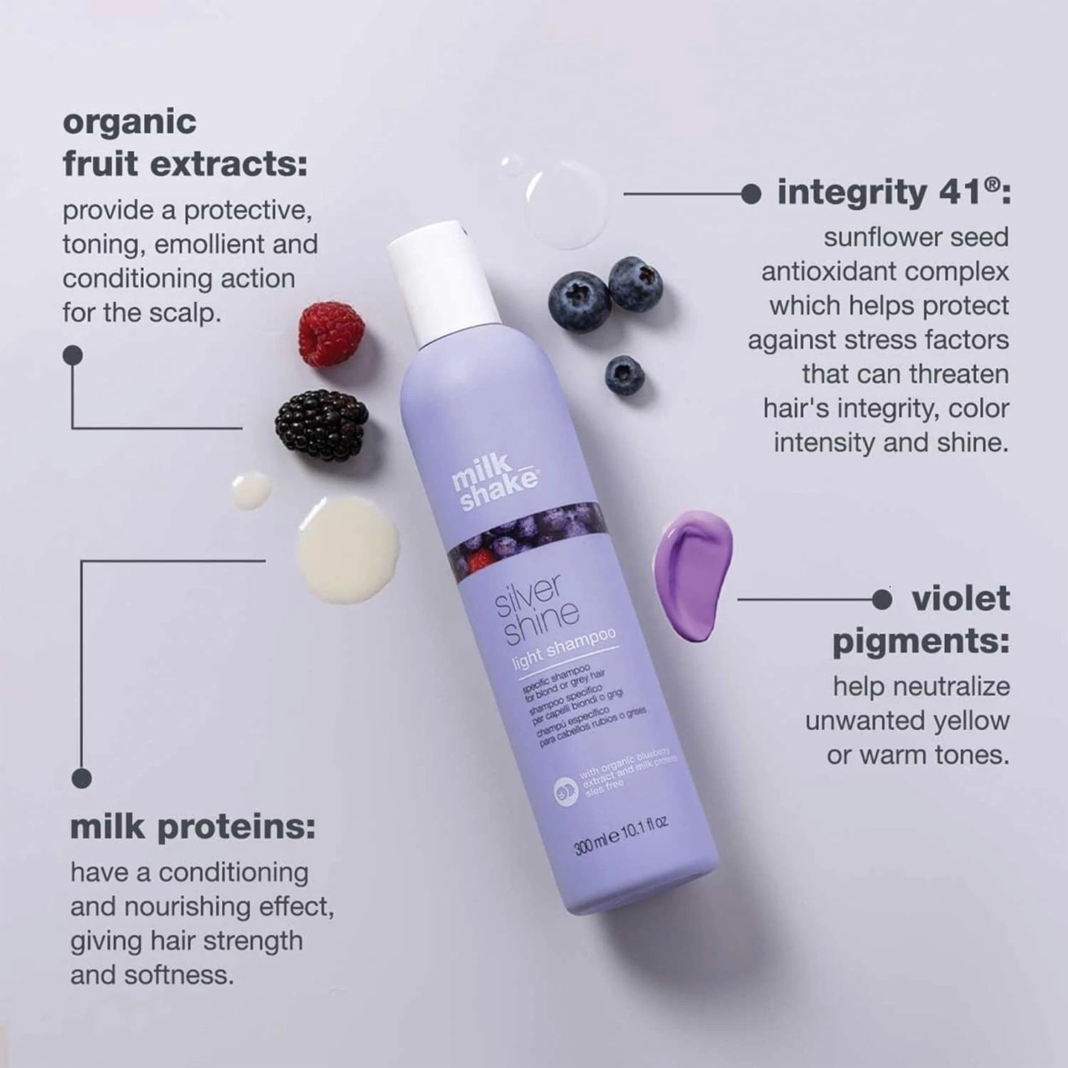 milk_shake Silver Shine Light Purple Shampoo for Blonde Hair 10.1 fl oz