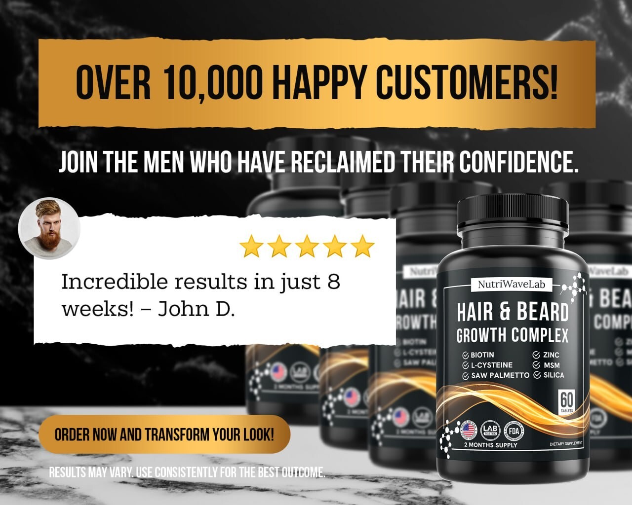 Hair Growth Vitamins For Men – Anti Hair Loss Pills. Regrow Hair & Beard.60days