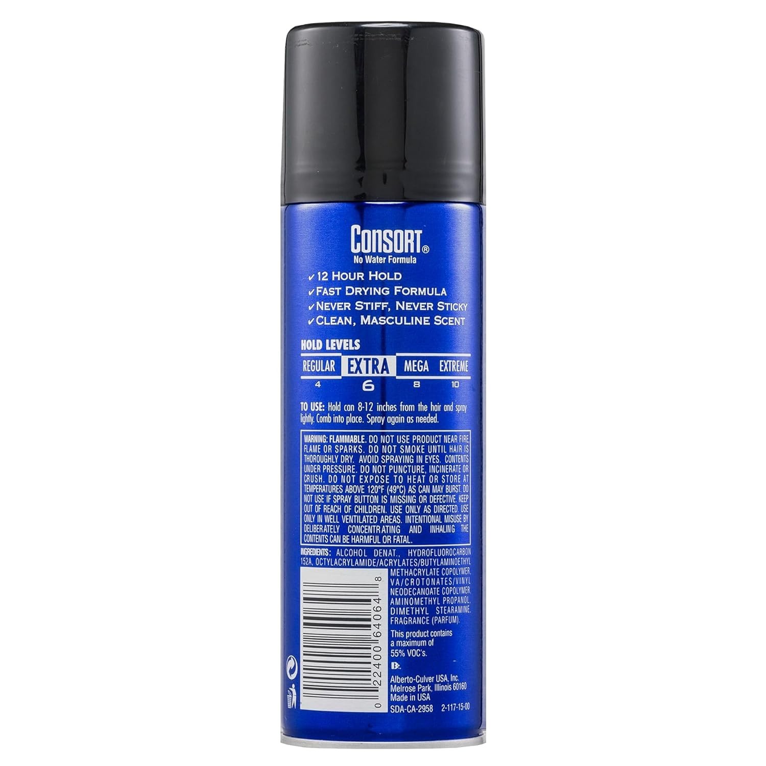 Consort Unscented Extra Hold Hair Spray for Men, Shine Enhancing, Fast-Drying