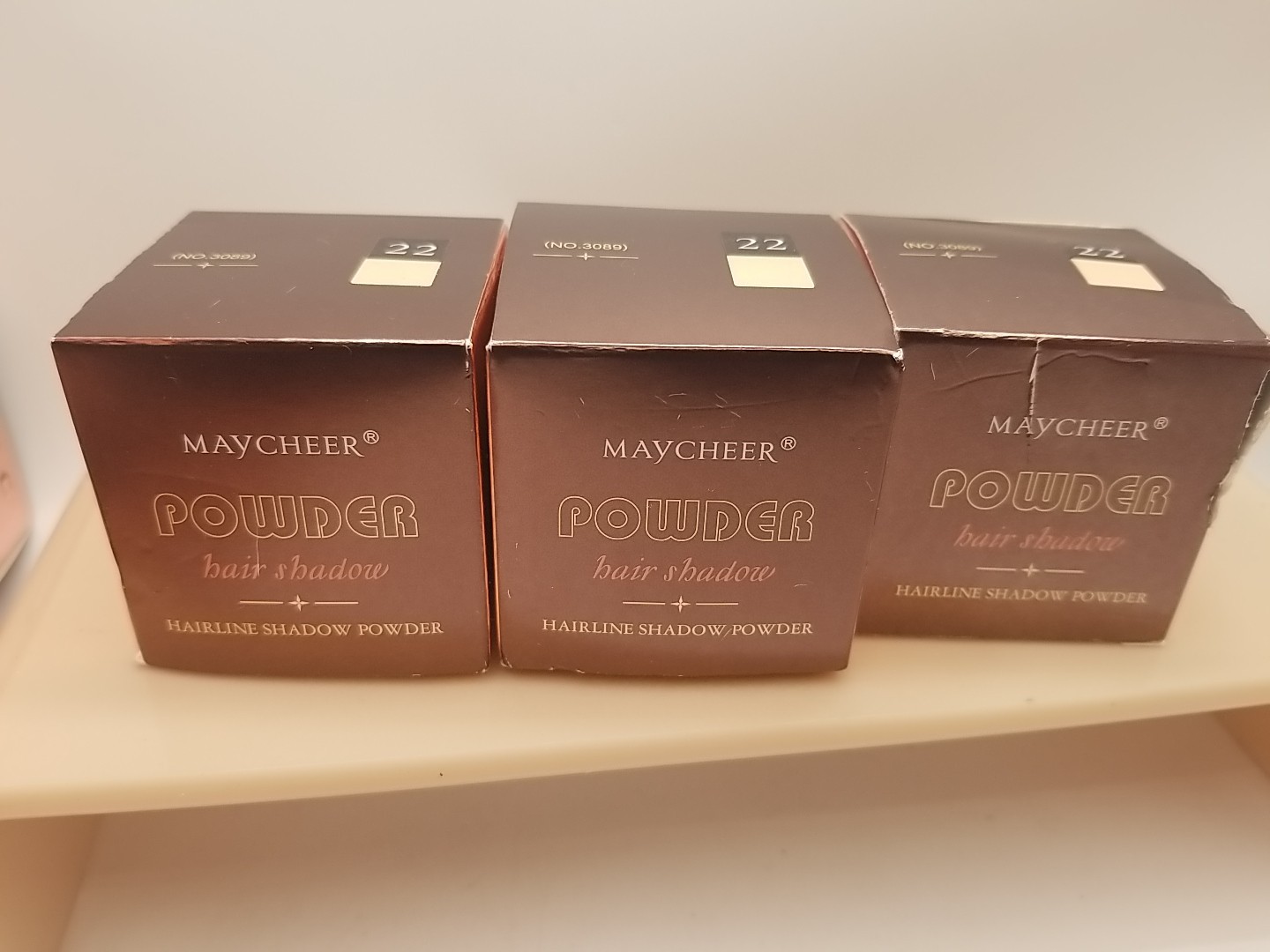 Lot Of 3 Maycheer Hairline Shadow Powder # 22 Beige NEW Exp 2030