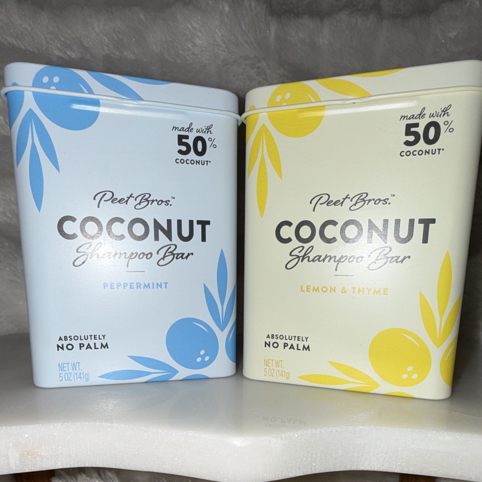 Peet Bros. Coconut Shampoo Bar Lot of 2, Peppermint/ Lemon & Thyme 5 oz