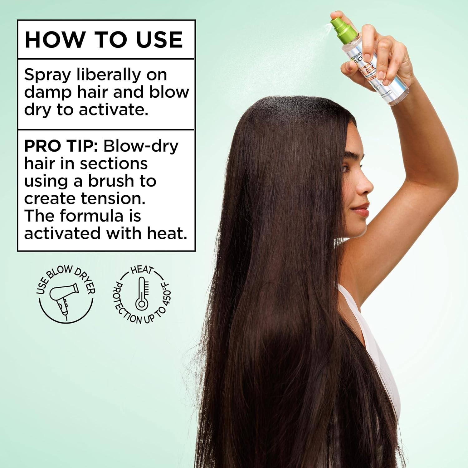 Garnier Fructis Diamond Sleek Hair Shine Spray Heat Protectant 4.6 oz Argan Oil