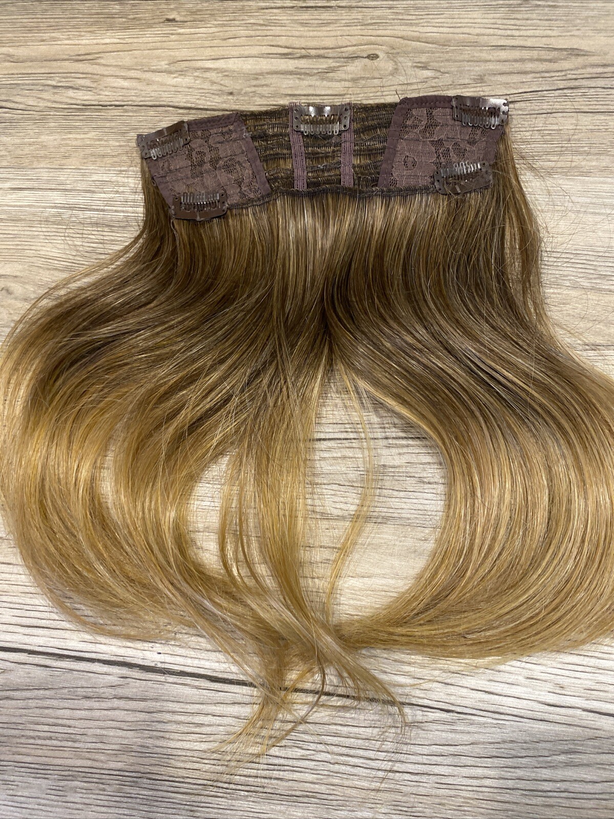 Snap in hair extensions highlighted dark blonde 13” hair extension synthetic